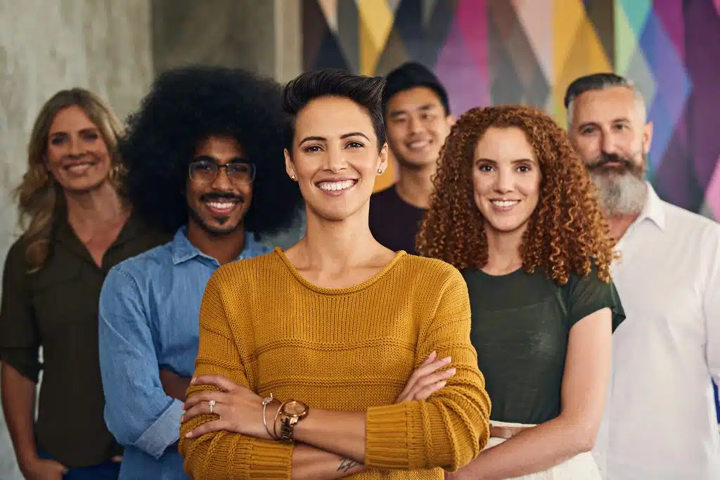 Diverse business people smiling